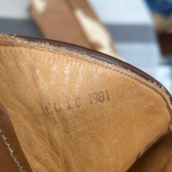 Amazing VTG Brown/Cream Natural Cowhide Cowboy Boots Size 7 - Picture 7 of 10